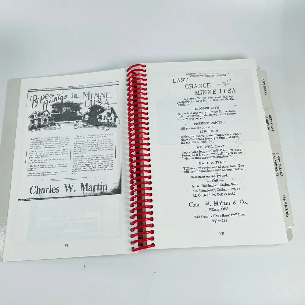 Miller Park Minne Lusa Neighborhood Association Cookbook Omaha Nebraska Spiral